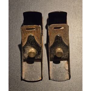 Pair Vintage Small Metal Block Planes Hand Woodworking Mini Plane Brass Knob